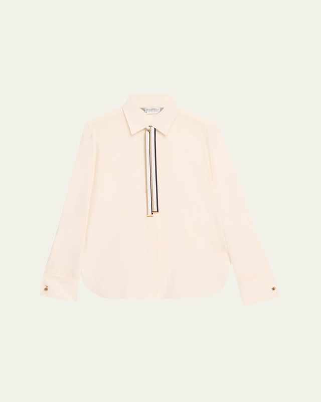 Apollo Neck-Tie Button Down Silk Blouse